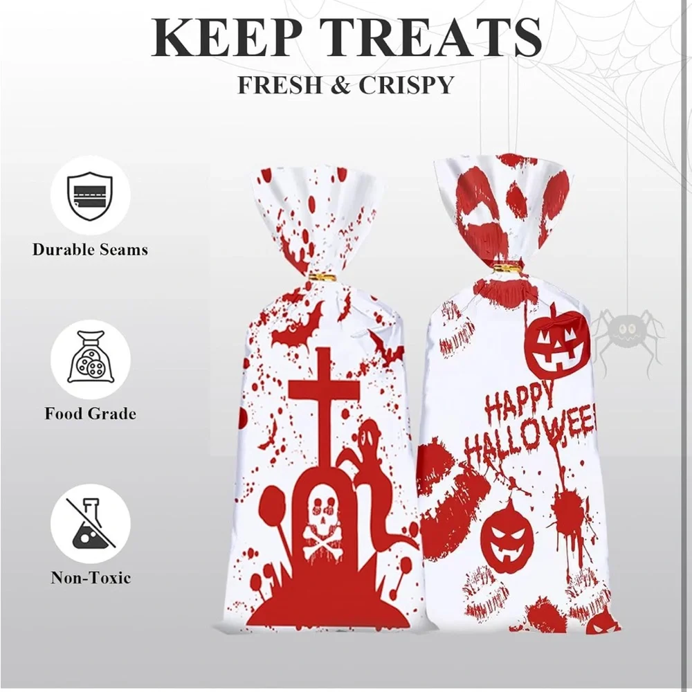 5for$10 Halloween 50Pc Treat Bags Cellophane Candy Goodie Favor Party Supplies